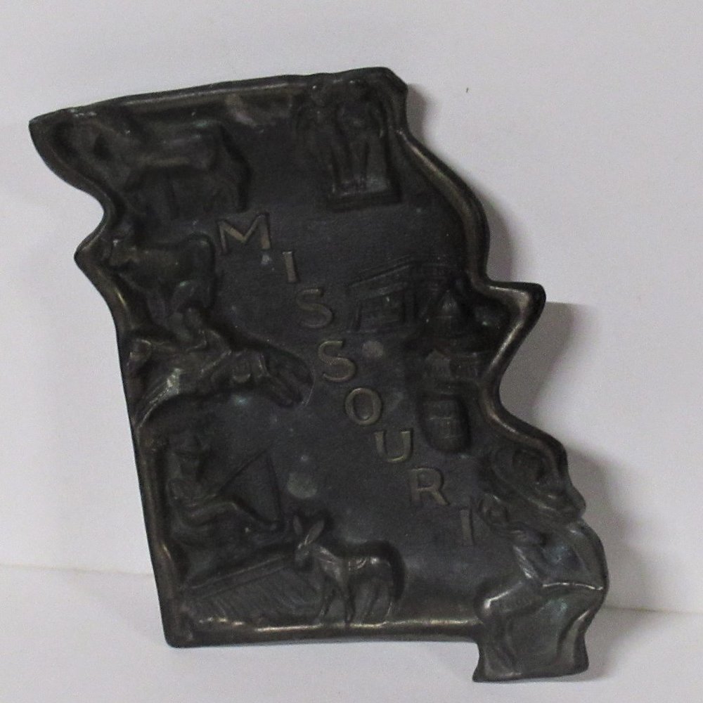 Vintage Missouri State 3D Metal Brass Ashtray